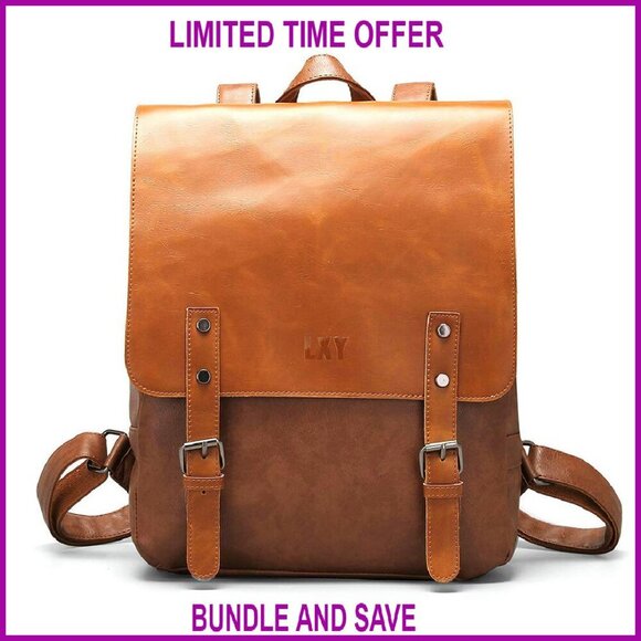 Vegan Leather Laptop Backpack Daypack Travel Bookbag Unisex main image 5